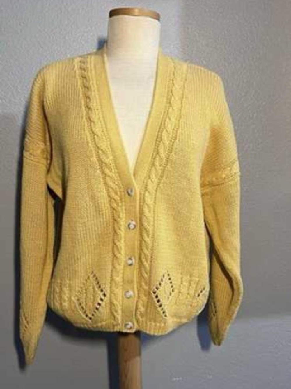 Vintage Outback Red Small Mustard Yellow 90’s Knit Sweater Cardigan Cotton Blend